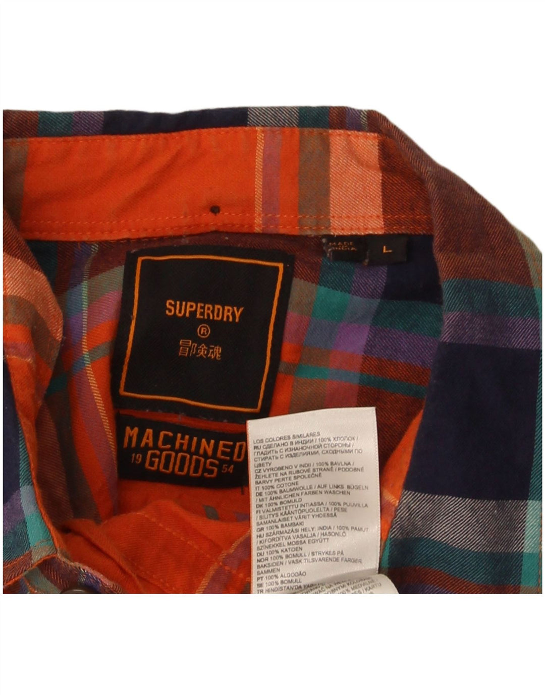 Cămașă de flanel pentru bărbați Superdry, bumbac carouri portocaliu mare
