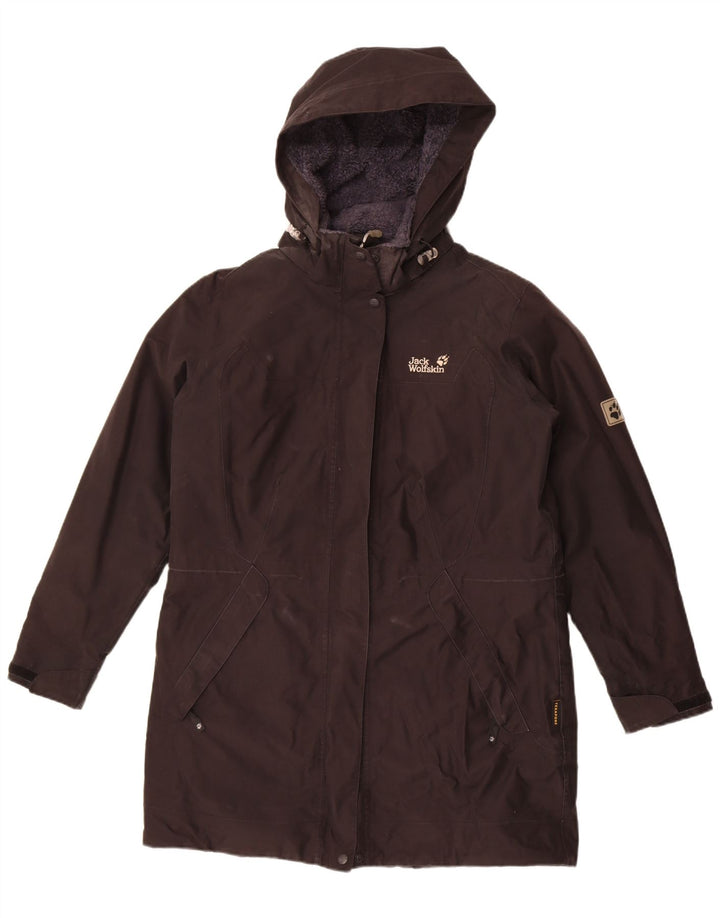 Jack Wolfskin Jachetă de vânt cu glugă pentru femei UK 16 Poliester negru mare