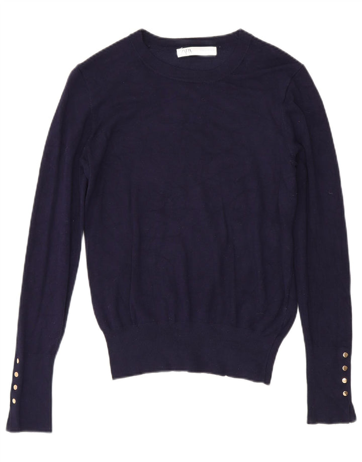 Pulover pentru femeie Zara cu gât de barcă UK 12 Medium Bleumarin