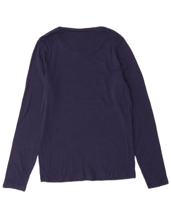 J. Crew Womens Perfect Fit Top Long Sleeve UK 18 XL Navy Blue Cotton