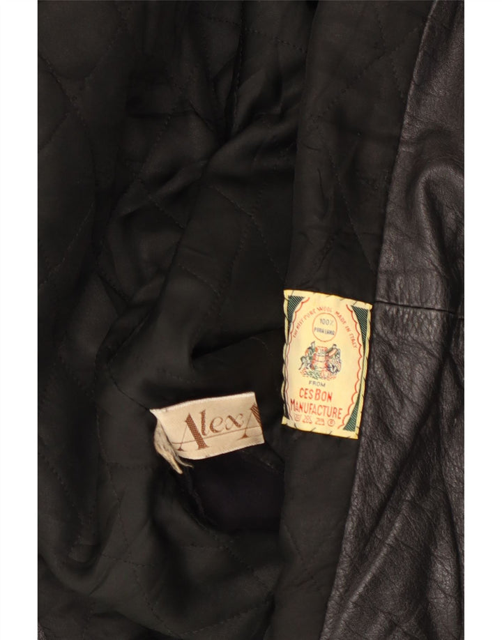 Jachetă de piele supradimensionată vintage pentru femei UK 18 XL din piele neagră