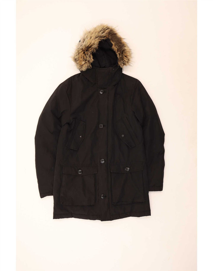 Woolrich Mens Penn-Rich Hooded Parka Jacket UK 38 Medium Black Poliester
