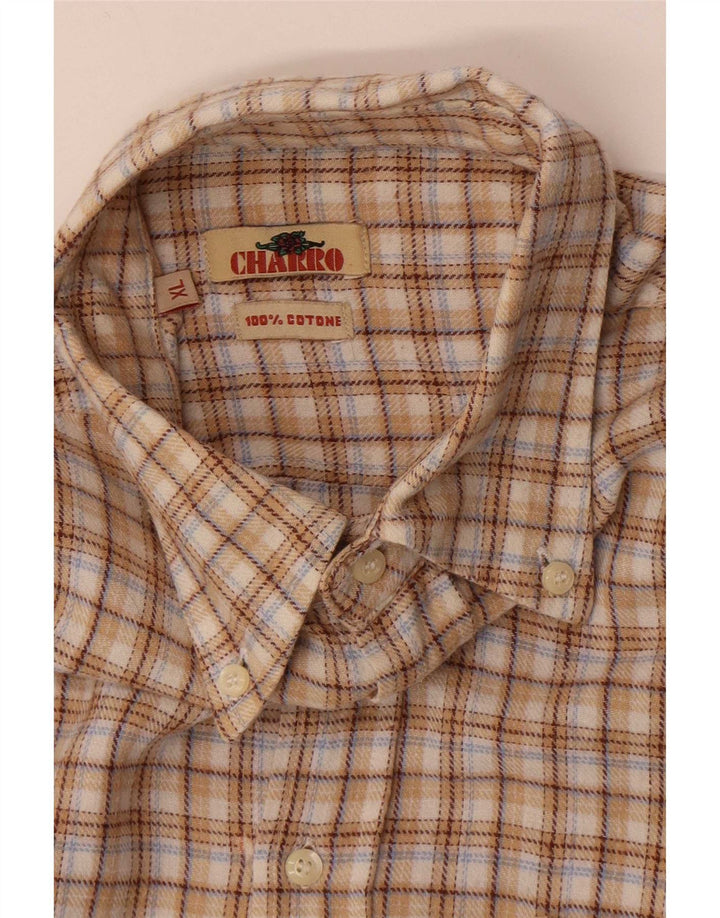 Cămașă de flanel pentru bărbați Charro XL, bej, bumbac cu carouri