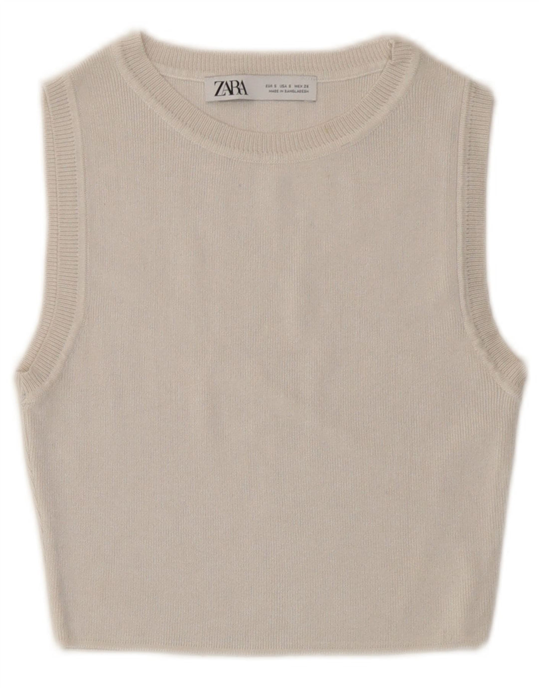 Pulover Crop Top pentru femeie Zara UK 8 Small din viscoză albă