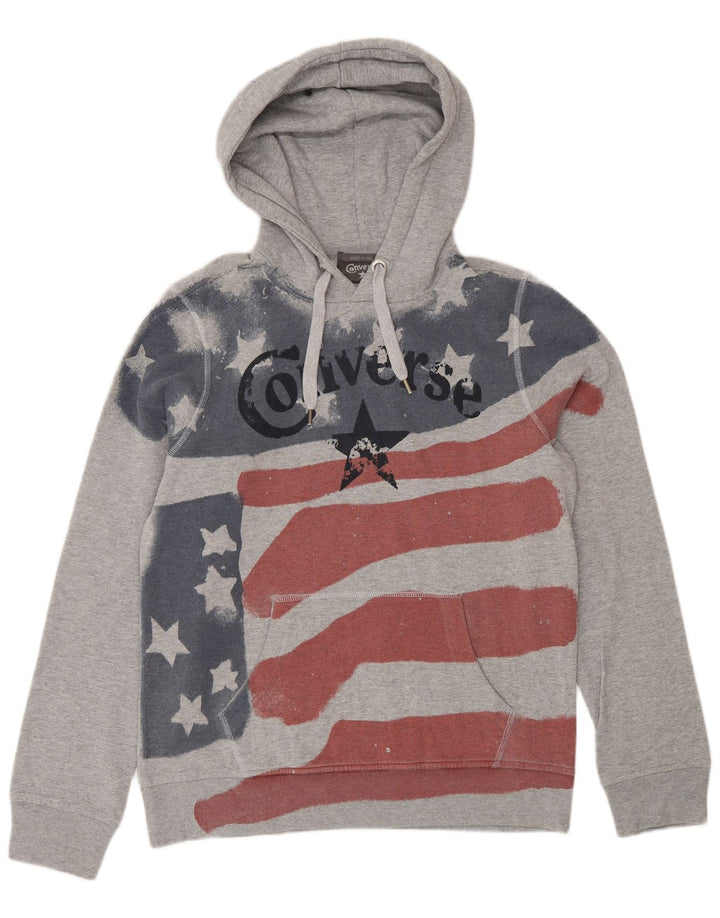 Pulover pentru bărbați Converse Graphic Hoodie, gri mediu