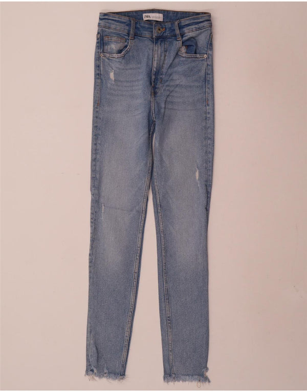 Blugi skinny pentru femei ZARA EU 34 2XS L24 L28 Albastru Bumbac