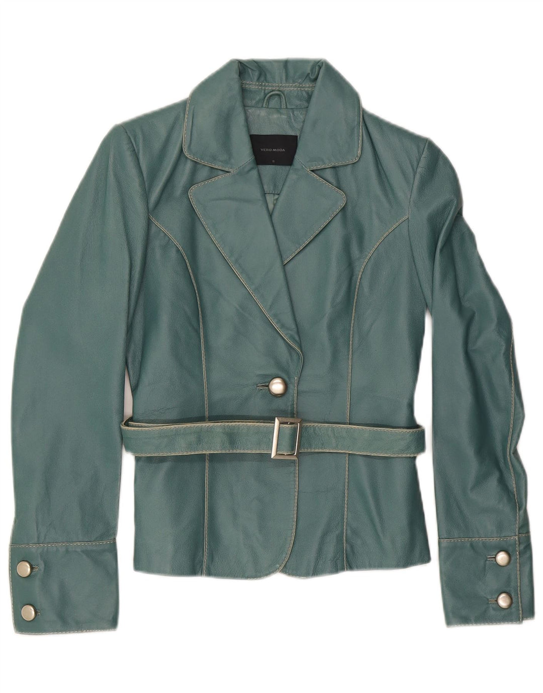 Jachetă Blazer din piele cu 1 nasture Vero Moda pentru femei UK 10 Mic verde