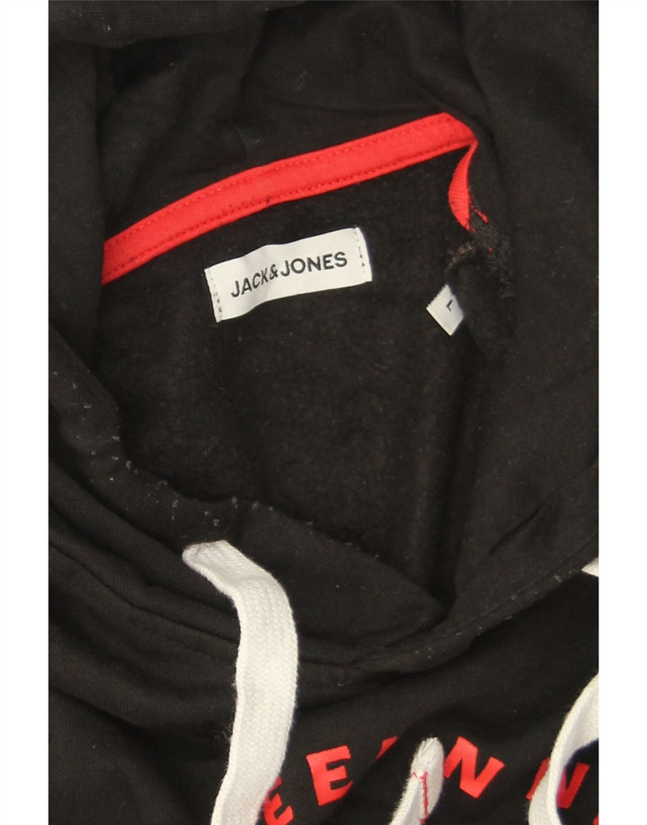 Jack & Jones Pulover cu glugă cu grafică pentru bărbați, mare, negru