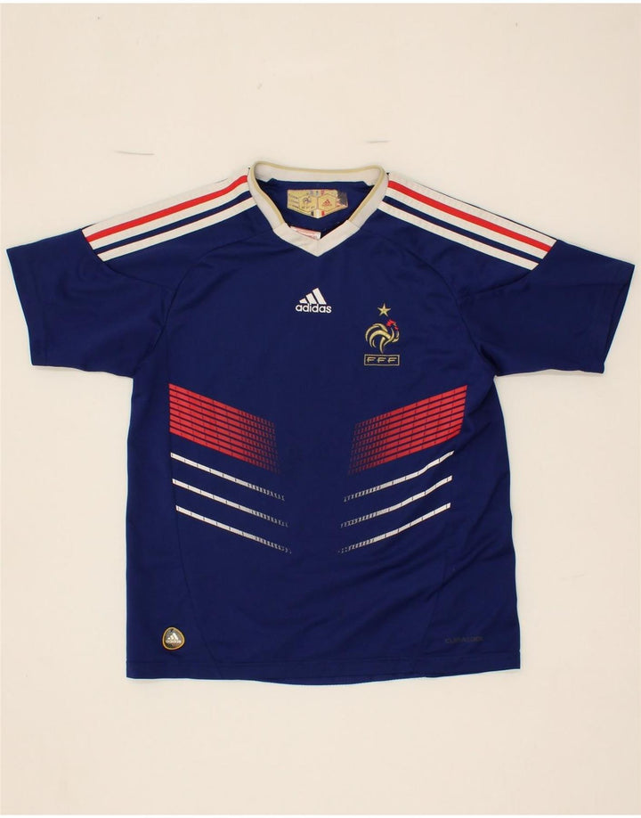 ADIDAS Boys Climacool Graphic Jersey Top 11-12 Years Navy Blue Polyester Vintage Adidas and Second-Hand Adidas from Messina Hembry 