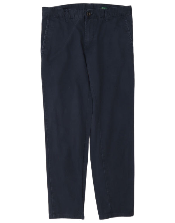 Pantaloni chino drepti pentru femei Benetton IT 46 Large W32 L29 Bleumarin