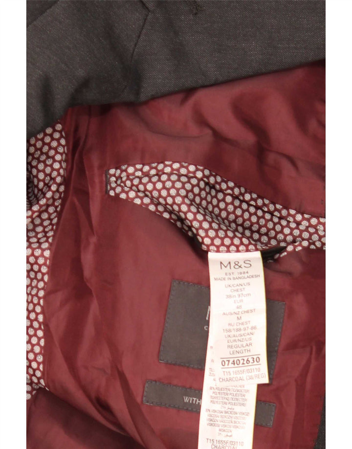Jachetă pentru bărbați Marks & Spencer cu 2 nasturi EU 48 Poliester gri mediu