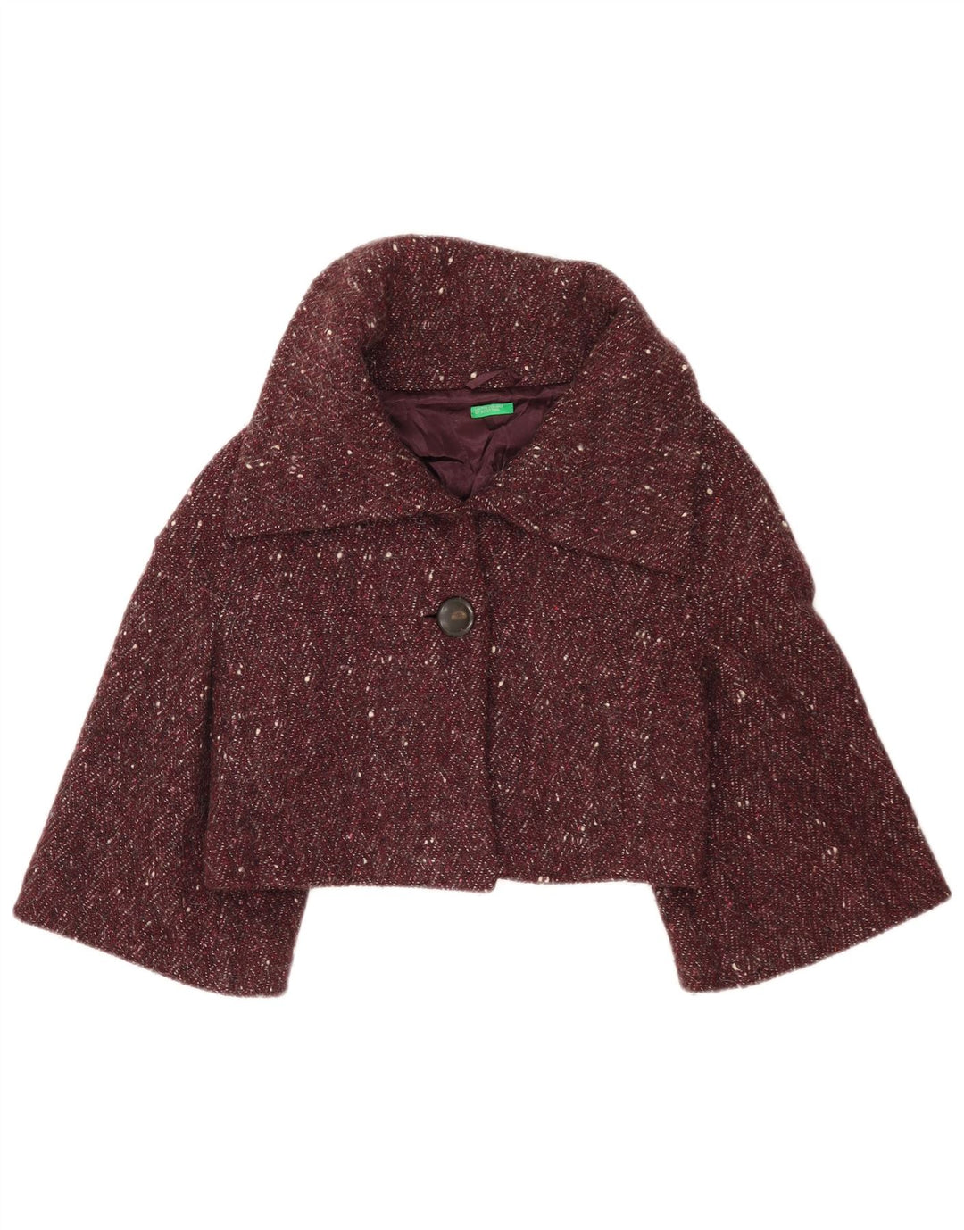 Jachetă Bolero Benetton pentru damă IT 42 Medium Burgundy Lână cu pete