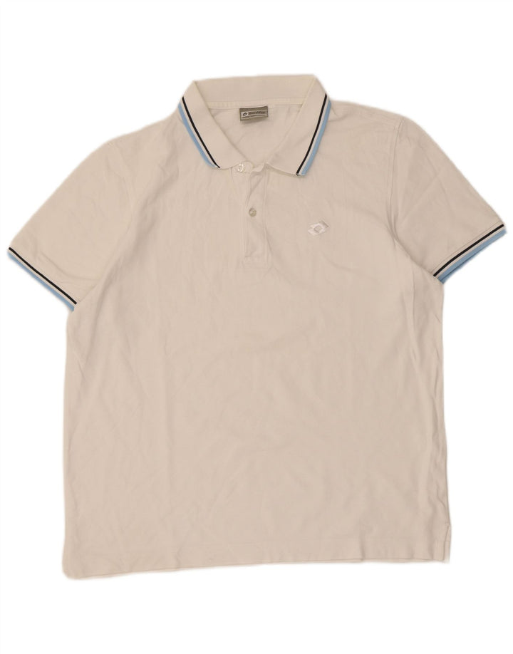 Tricou polo pentru bărbați Lotto, bumbac mare cu dungi albe