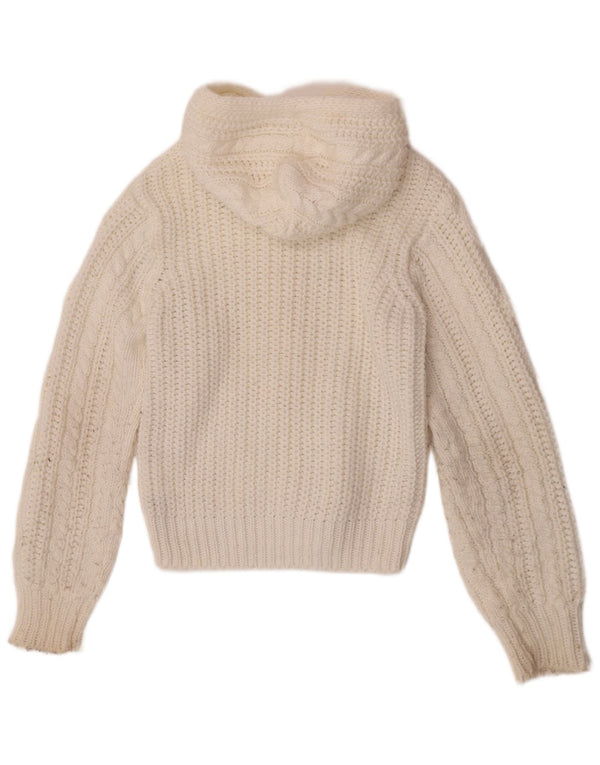 Pulover cardigan cu fermoar complet pentru femei FB Sister UK 10, mic, alb, acrilic