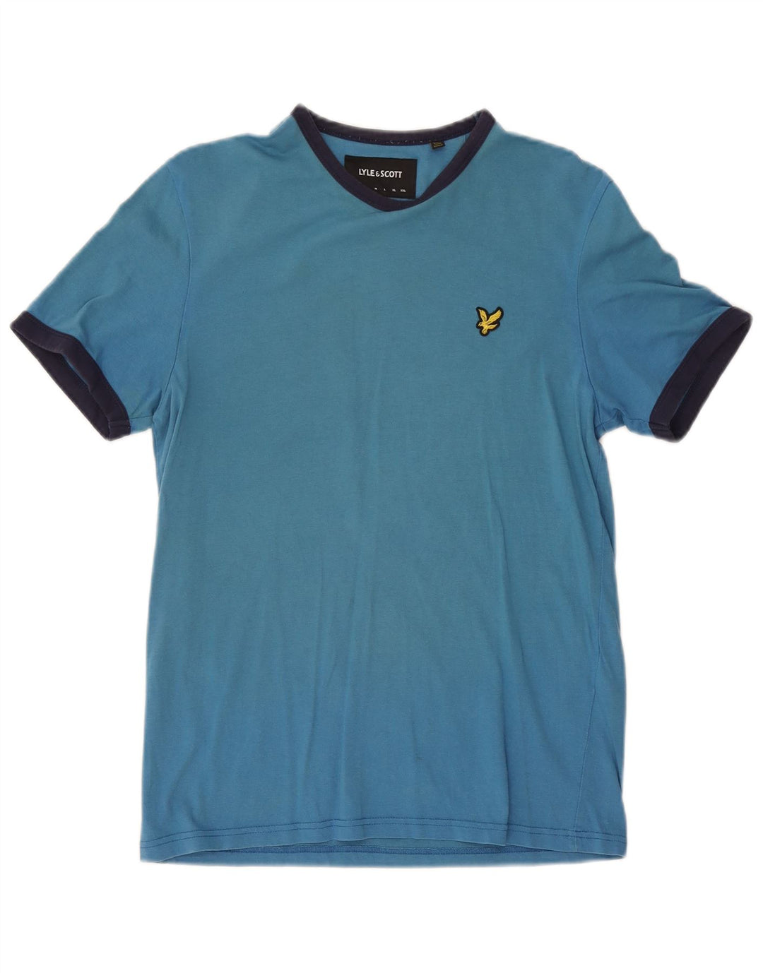 Tricou pentru bărbați Lyle & Scott Top mic albastru din bumbac color bloc