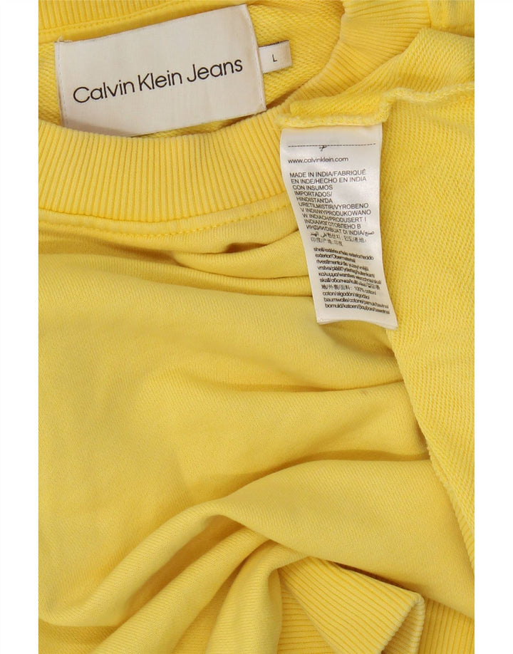 Calvin Klein Jeans Pulover supradimensionat pentru femei UK 16 Large Yellow