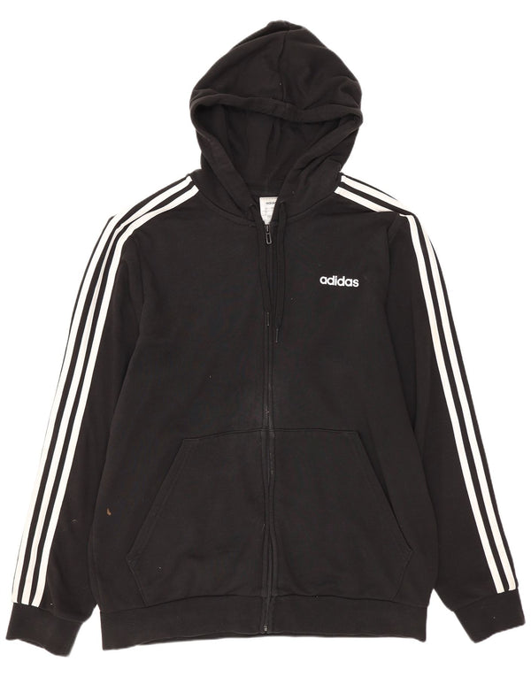 Pulover Adidas pentru bărbați, cu fermoar, bumbac mare, negru