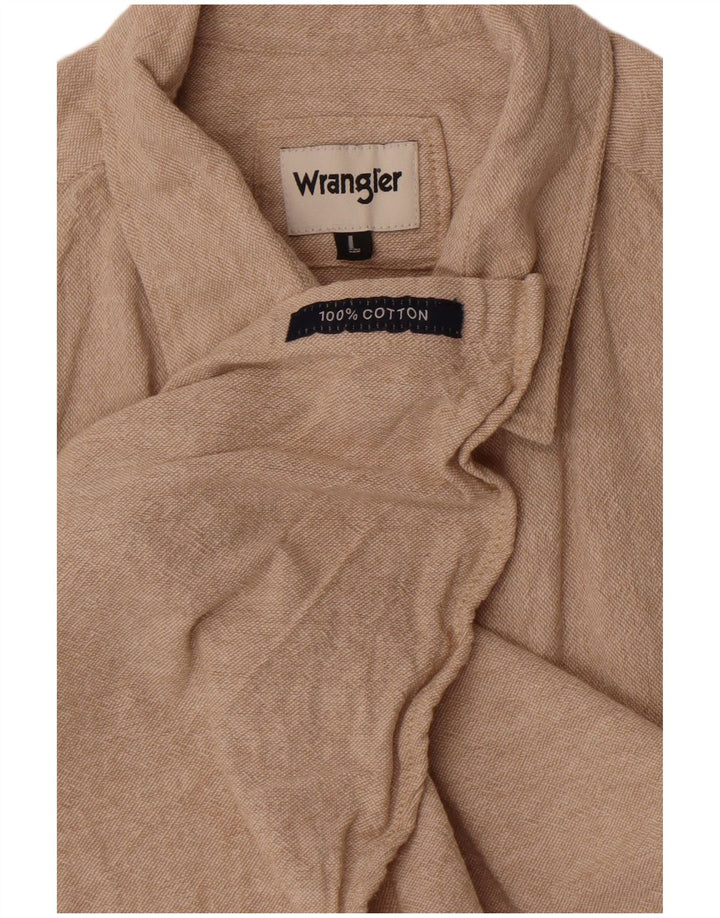 Cămașă pentru bărbați Wrangler cu mânecă scurtă, mare, bej, bumbac
