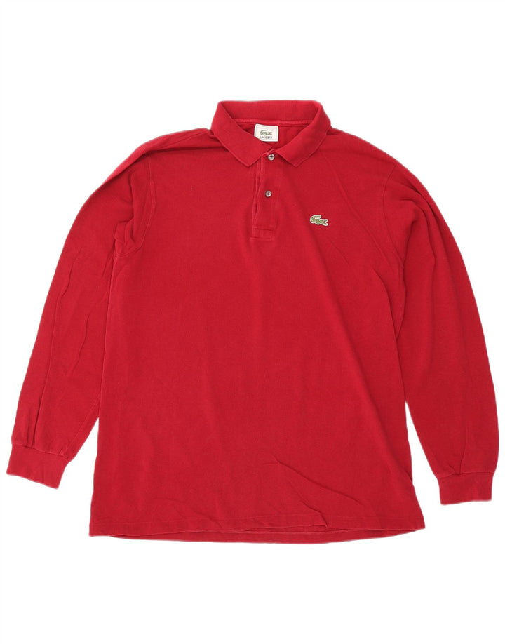 Tricou polo pentru bărbați Lacoste cu mânecă lungă, mărime 4, bumbac roșu mediu