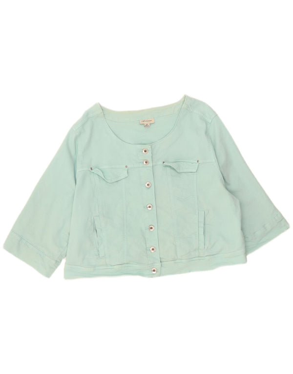 Jachetă de denim cu mâneci 3/4 pentru femei Marks & Spencer UK 22 3XL Turcoaz