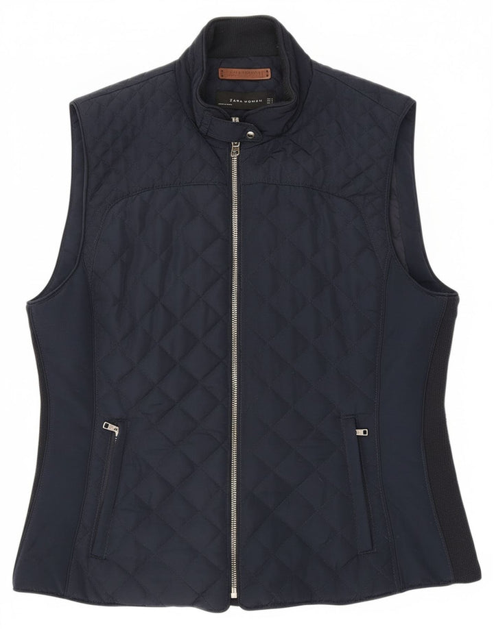 Gilet matlasat pentru femei Zara UK 18 XL bleumarin poliester