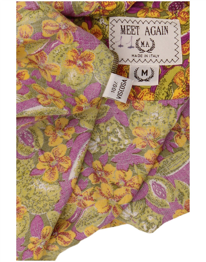 Cămașă vintage pentru bărbați cu mânecă scurtă, vâscoză florală, multicoloră, medie