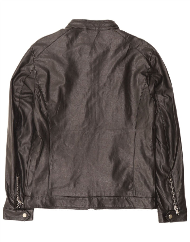 Jachetă din piele pentru bărbați Zara UK 38 Medium Negru