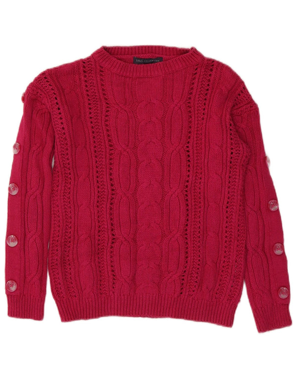 Pulover pentru femei Marks & Spencer, cu gât de barca, UK 8, bumbac roz mic