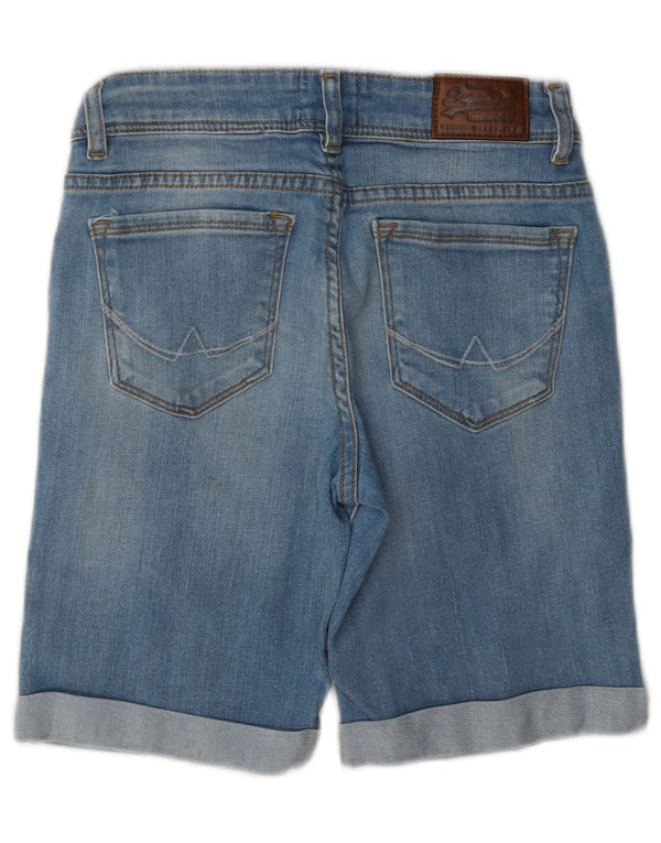 Pantaloni scurți din denim distressed pentru femei Superdry W28 Medium Blue