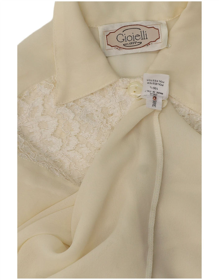 Bluză cămașă supradimensionată pentru femei vintage pulover UK 18 XL poliester alb