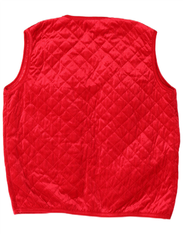 VINTAGE Womens Quilted Gilet UK 18 XL Red Polyester