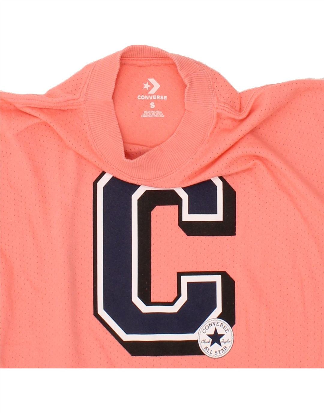 CONVERSE Womens Oversized Crop Graphic T-Shirt Top UK 10 Small Pink Vintage Converse and Second-Hand Converse from Messina Hembry 