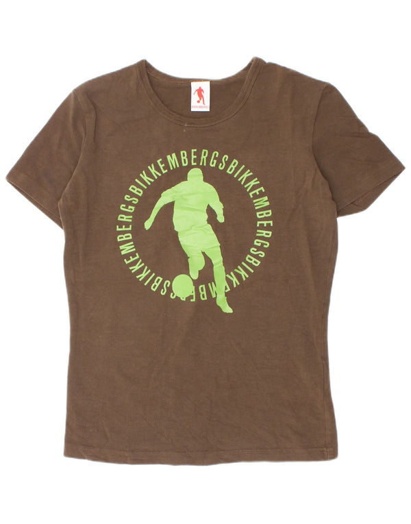 Tricou grafic Bikkembergs pentru baieti Top 11-12 ani mic bumbac kaki