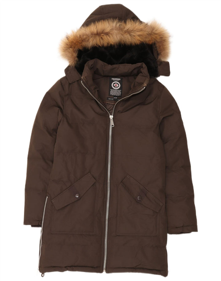 Palton căptușit cu glugă pentru bărbați Geographical Norway EU 38/40 Poliester maro mediu