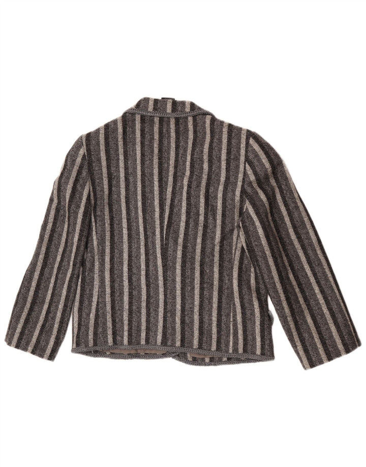 Jachetă vintage pentru femei la dublu piept UK 12 Gri mediu cu dungi