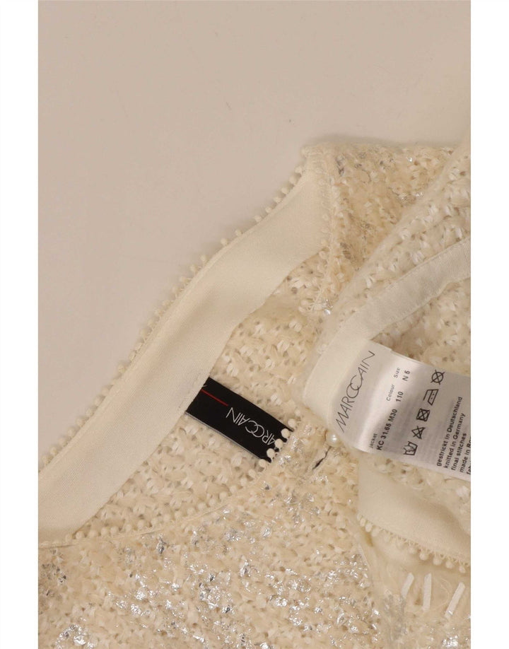 Marc Cain Jachetă pentru femei cu 4 nasturi Mărimea 6 XL Alb Acrilic