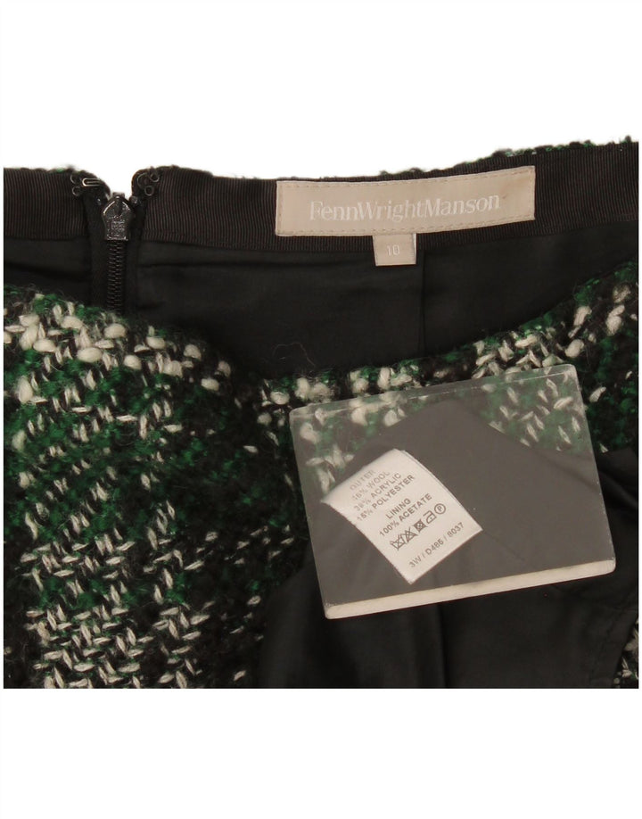 Fusta mini pentru femei Fenn Wright Manson UK 10 Small W30 Green Check Wool