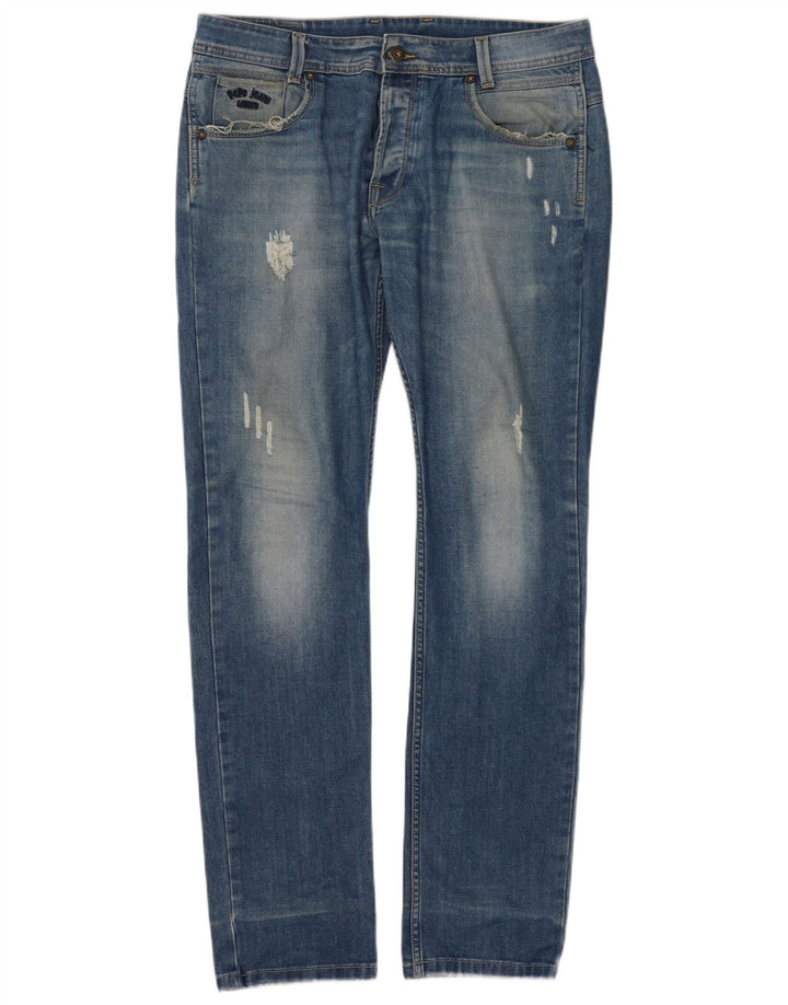 PEPE Jeans Blugi subțiri distressed pentru femei W34 L34 Bumbac albastru