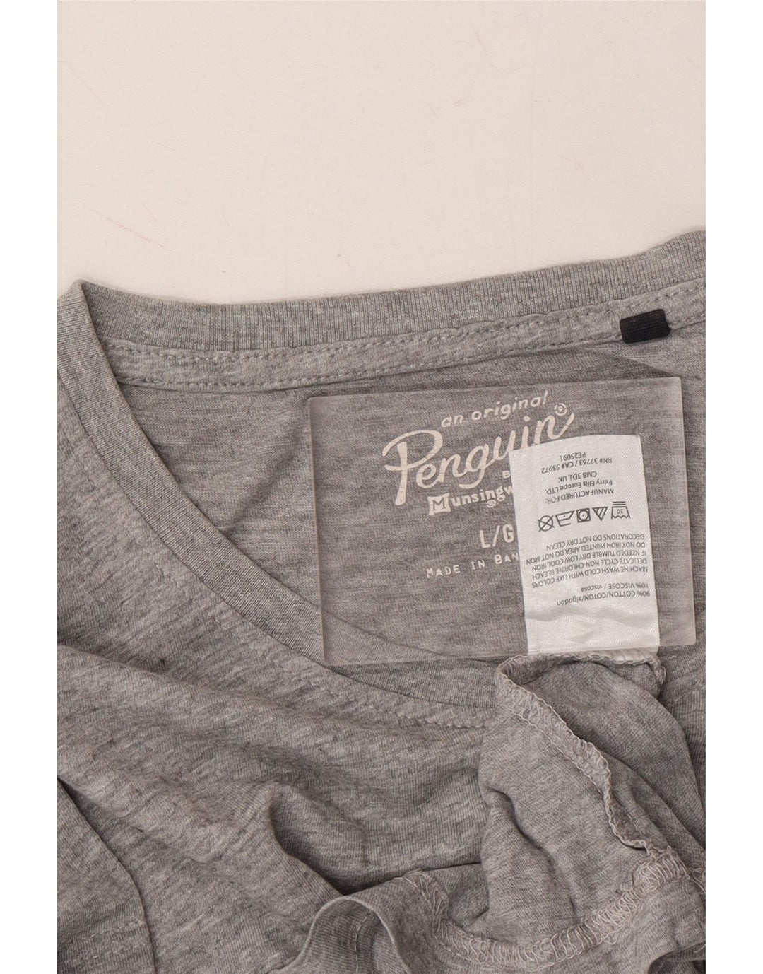 PENGUIN Womens T-Shirt Top UK 14 Large Grey Cotton Vintage Penguin and Second-Hand Penguin from Messina Hembry 