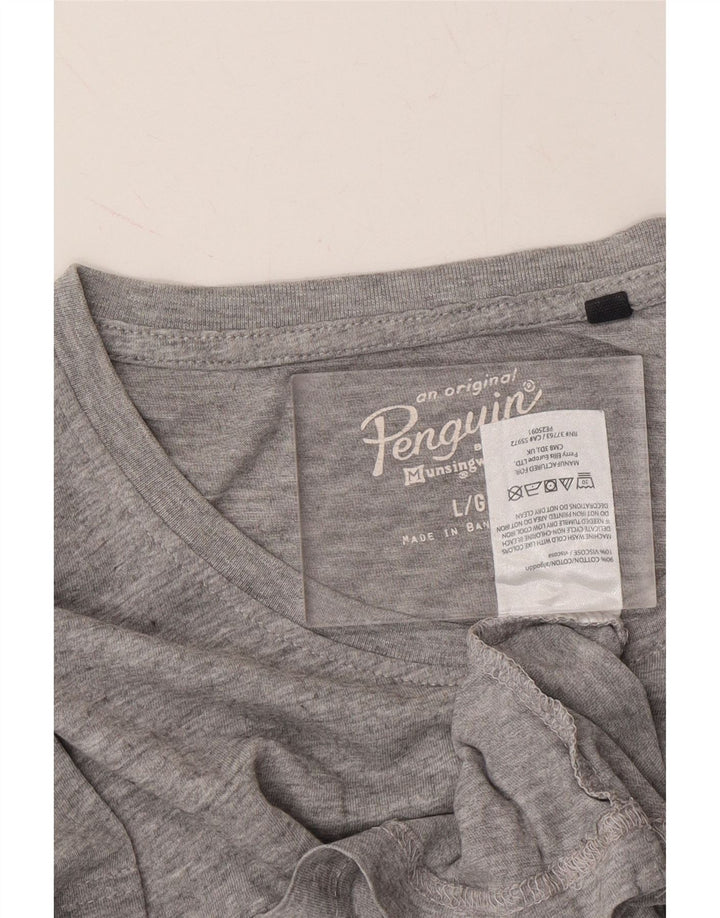 PENGUIN Womens T-Shirt Top UK 14 Large Grey Cotton Vintage Penguin and Second-Hand Penguin from Messina Hembry 
