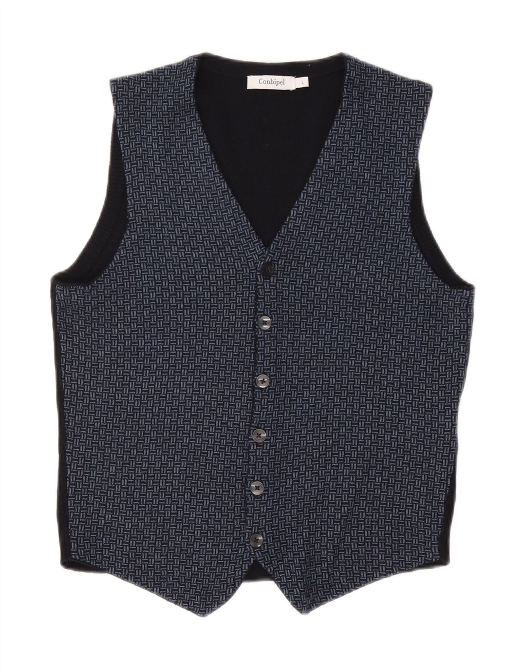 Gilet Bărbați Conbipel tricot mare, lână geometrică bleumarin