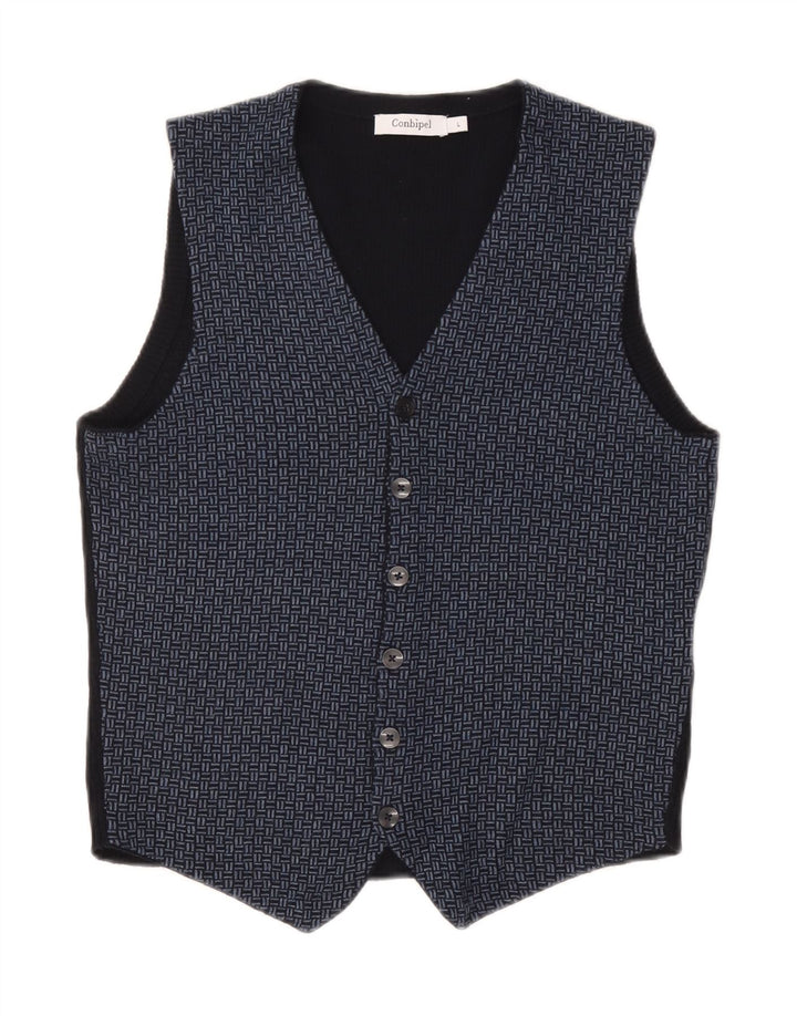 Gilet Bărbați Conbipel tricot mare, lână geometrică bleumarin