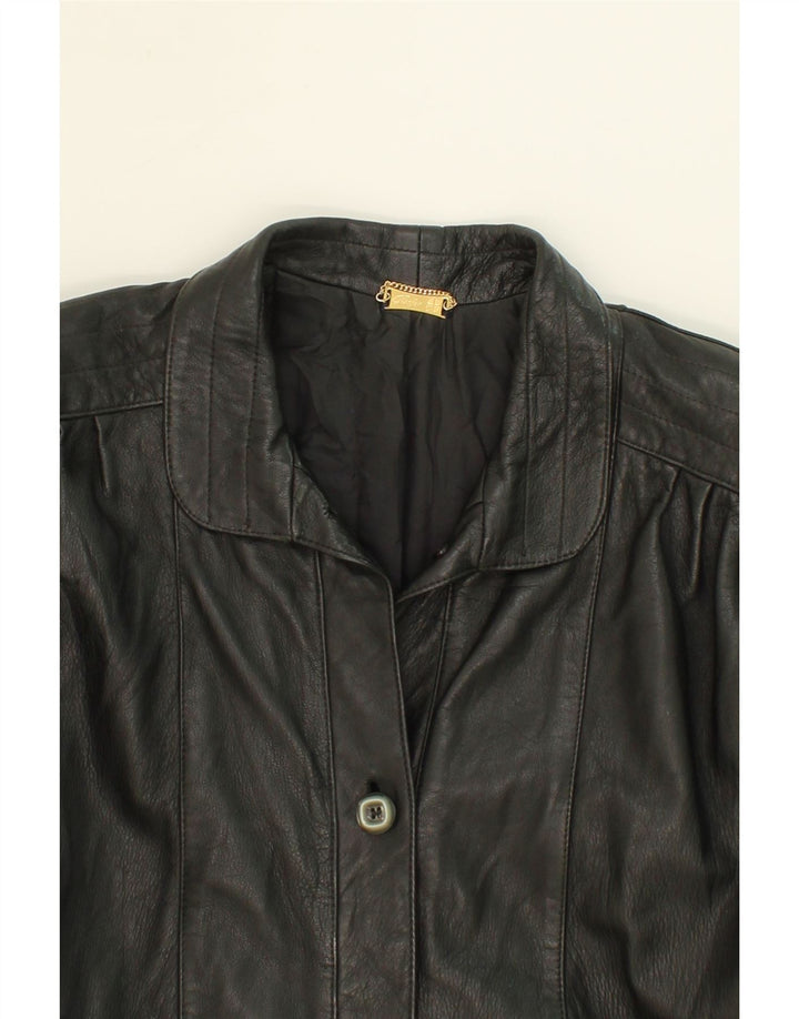 VINTAGE Womens Oversized Leather Jacket IT 40 Small Black Leather Vintage Vintage and Second-Hand Vintage from Messina Hembry 