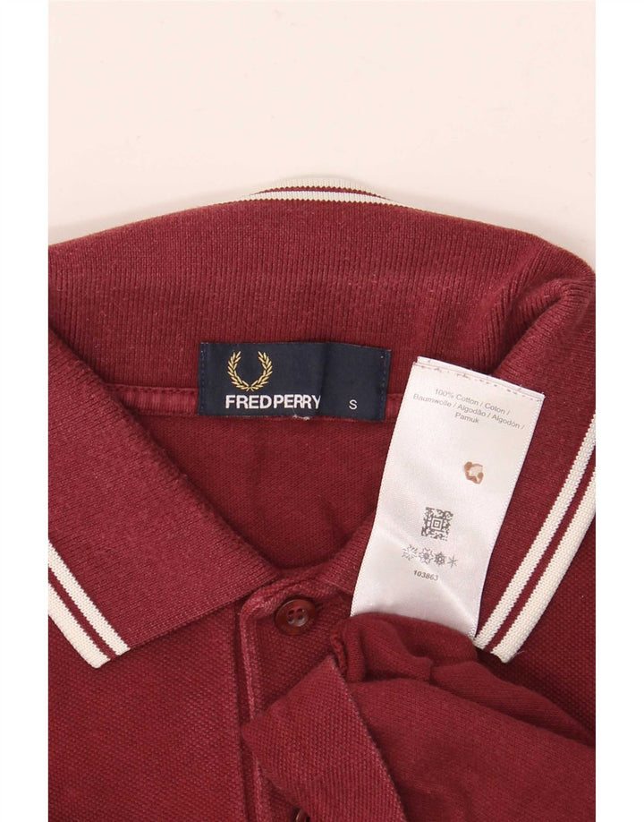 Cămașă polo Fred Perry pentru bărbați, bumbac cu dungi burgundy