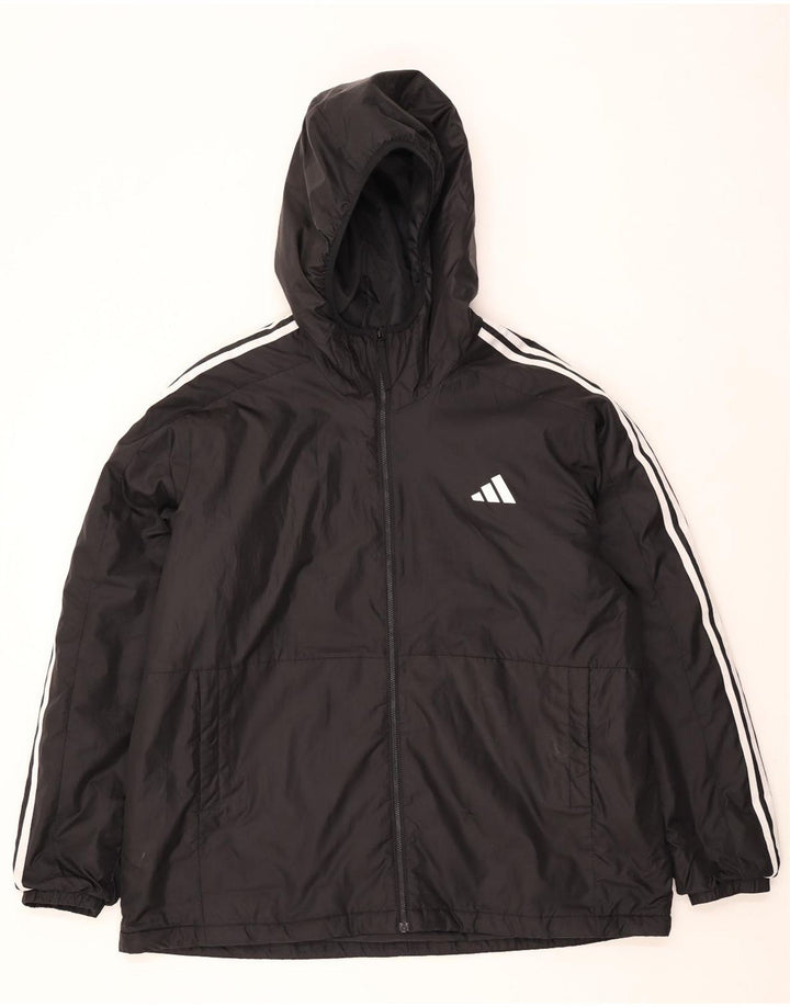 Jachetă de vânt cu glugă Adidas pentru bărbați UK 44 2XL Poliester negru