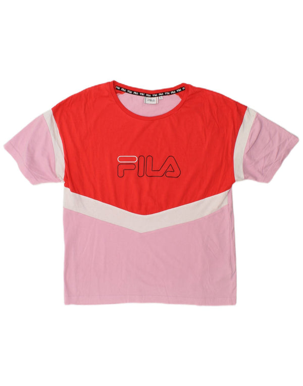 Tricou grafic Fila pentru femei Top UK 10 mic, roz, bumbac color bloc