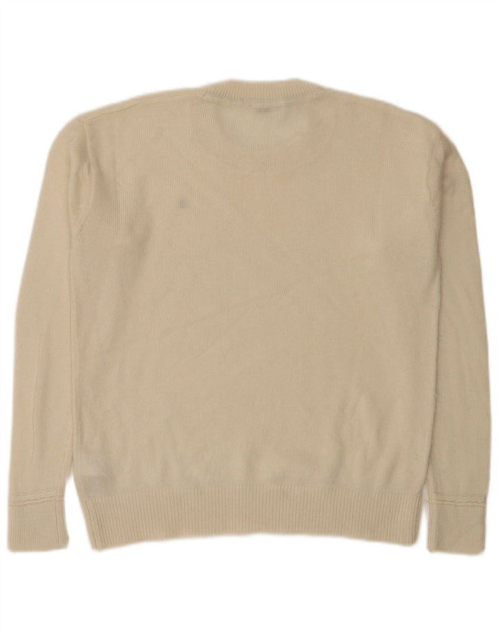 Pulover Tommy Hilfiger pentru damă, cu gât turnat, din lână alb, mediu, 14 UK