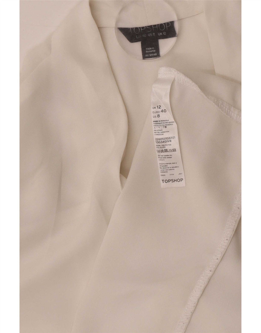 Bluză cu mânecă lungă Topshop pentru femei Top UK 12 Poliester alb mediu