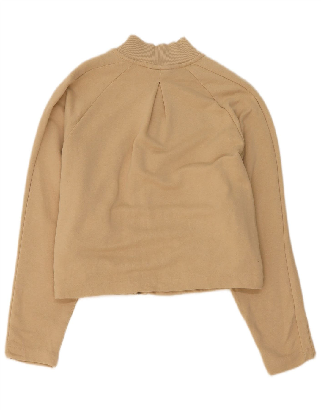 PUMA Womens Crop Tracksuit Top Jacket UK 16 Large Beige Cotton