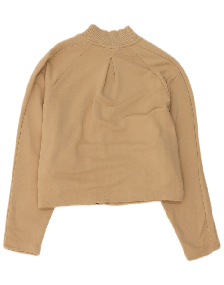PUMA Womens Crop Tracksuit Top Jacket UK 16 Large Beige Cotton